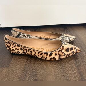Sam Edelman Flats Pointed Toe Two Toned Design Snake Print Leopard Print Sz 7.5